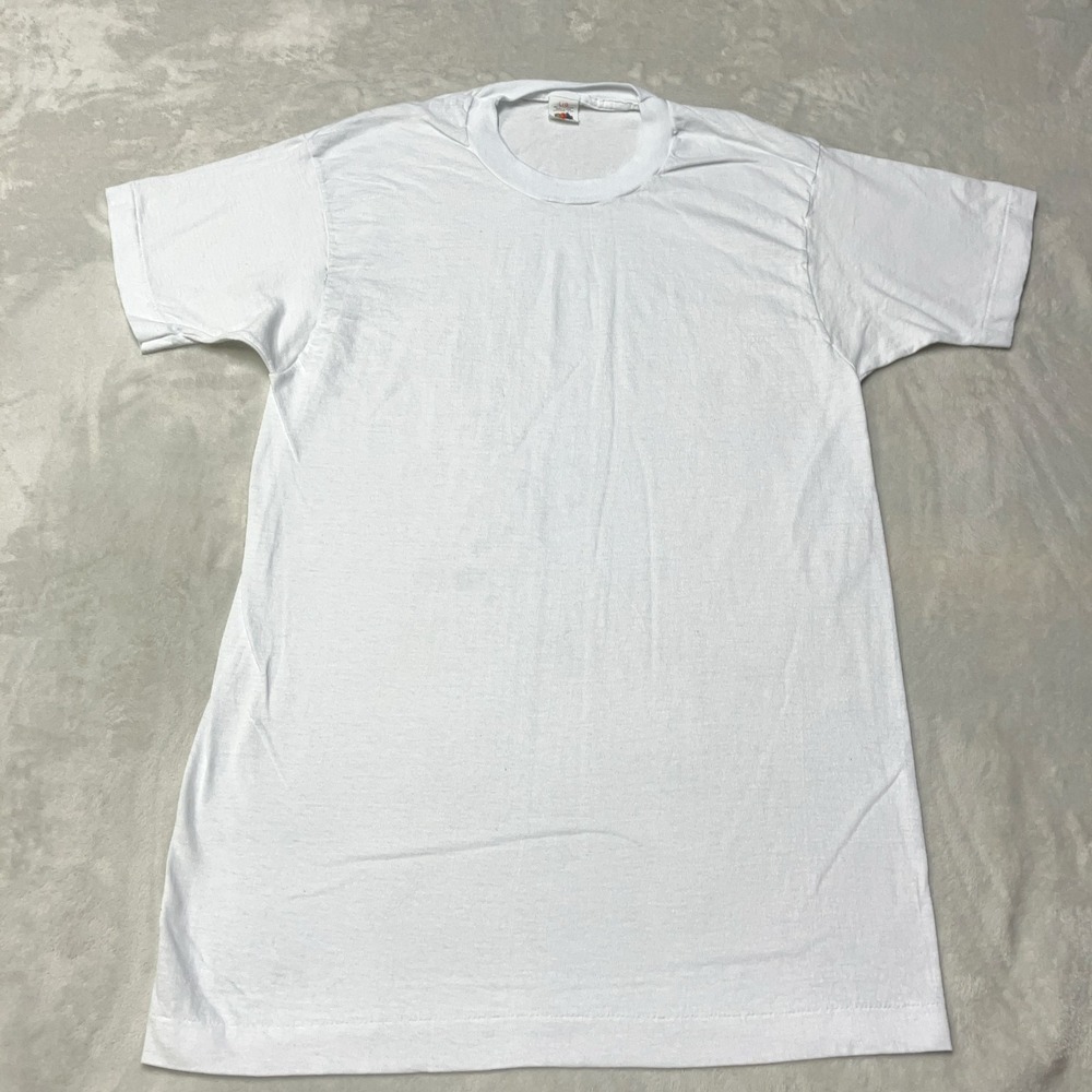 Vintage 80s Fruit Of The Loom Plain White T-Shirt Single Stitch Size L *READ - Picture 2 of 7